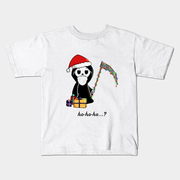 Christmas Grim Reaper Kids T-Shirt by ArtsyStormy